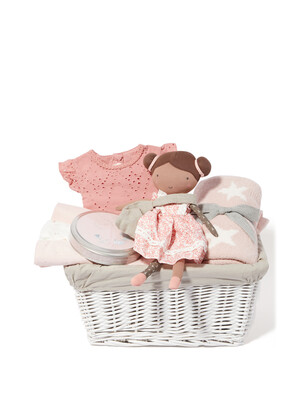Baby Gift Hamper - 5 Piece Set with Pink Eid Broderie Romper